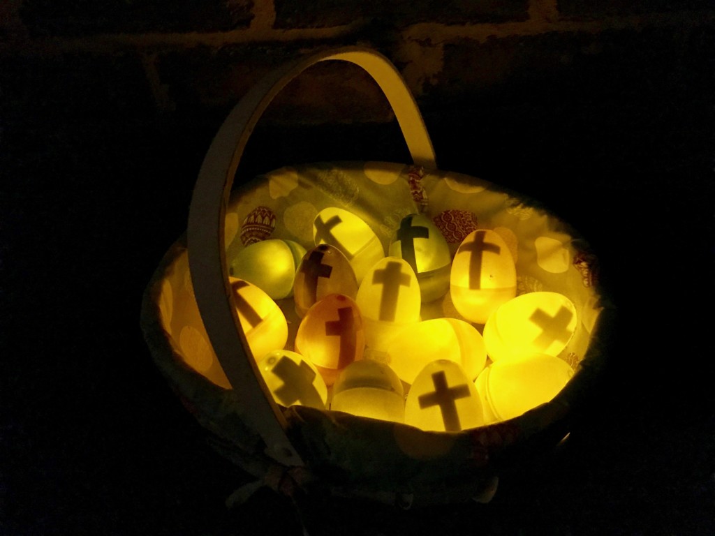 Easter light-up eggs glowing in dark
