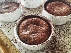 Molten chocolate cake - baked in individual ramekins