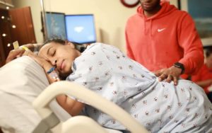 African American pregnant mother in labor
