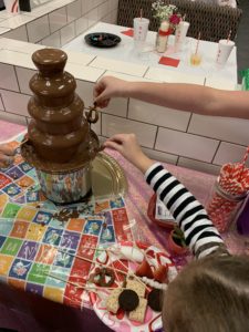A chocolate fountain at Chick-Fil-A for date night