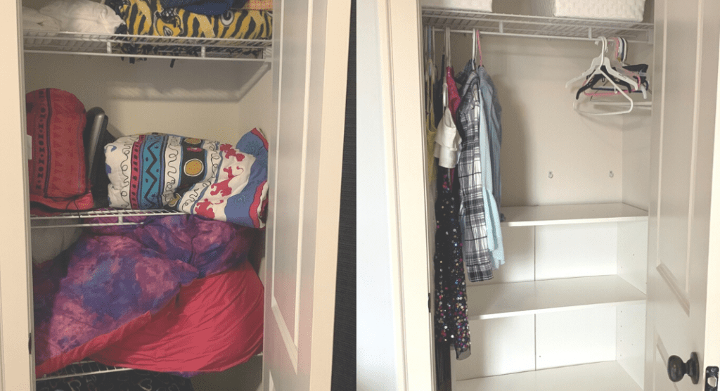 Before and after our daughter's closet - repurpose space for kids