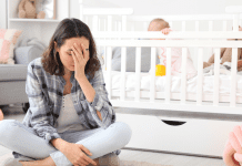 young mom with postpartum depression
